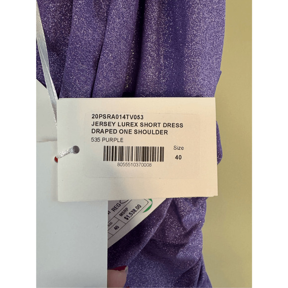 Redemption NWT Lurex One-Shoulder Ruched Dress in Lilac Size IT 40/US 6 - Picture 8 of 9